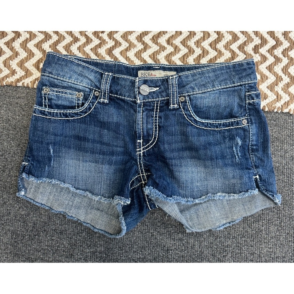 BKE Buckle Jean Shorts Womens Size 25 Blue Denim Stella Cut Offs Jorts Distress